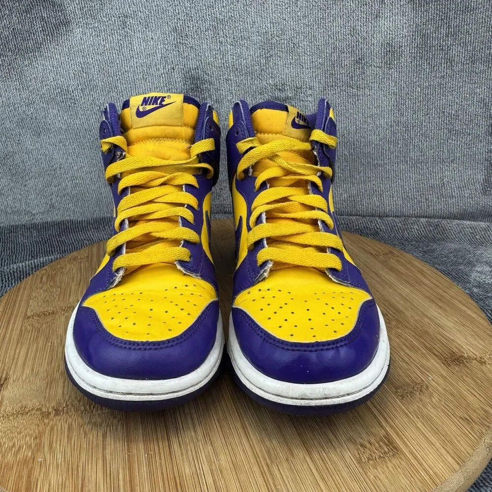 Nike Dunk High Shoes Youth Size 4Y Lakers Basketball DZ4454-500 Sneakers